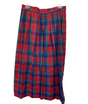 Vintage Pendleton Skirt Wool Tartan Plaid Red Purple Blue Size 14 - £30.92 GBP