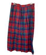 Vintage Pendleton Skirt Wool Tartan Plaid Red Purple Blue Size 14 - £29.29 GBP