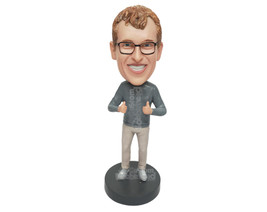 Custom Bobblehead Man Giving Thumbs Up From Both Hands - Leisure &amp; Casual Casual - £69.98 GBP