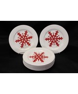 Canterbury First Frost Red Snowflake Christmas Salad Plates 7-3/4&quot; Lot o... - $587.68 MXN