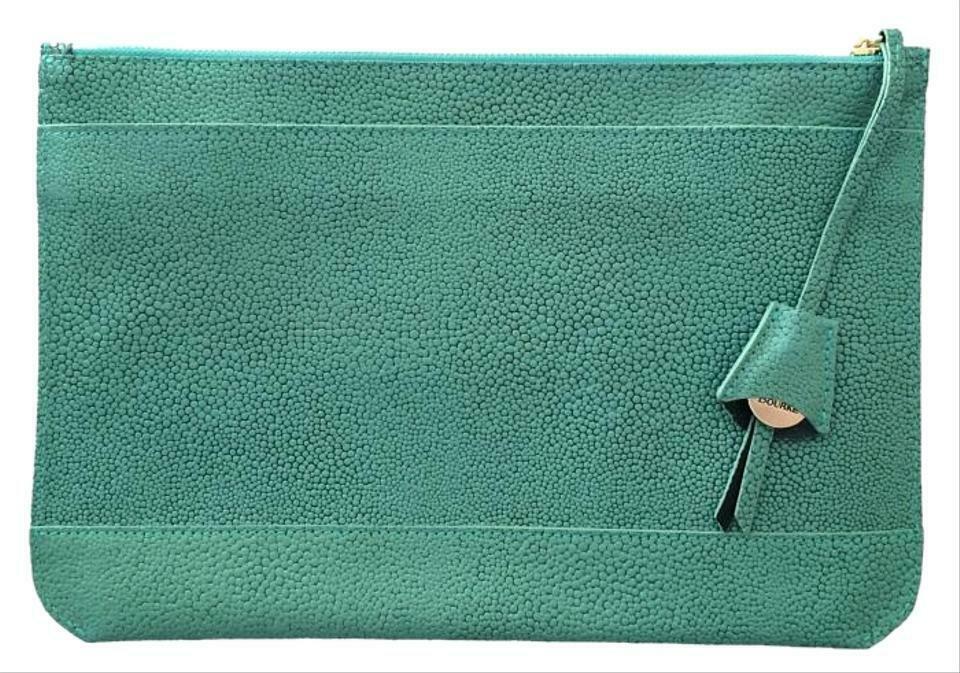 Dooney & Bourke Pebbled Leather Oversized Belize Anna Turquoise Blue Clutch NWT - $199.50