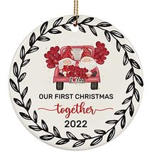 Our First Christmas Together Gnomes Ornament Ceramic 2022 3 Inches Free Hanging  - £15.62 GBP