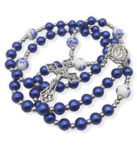 Nazareth Store Flowers Beads Rosary Necklace Crystallized Glass Pearl Beaded Ros - £11.94 GBP