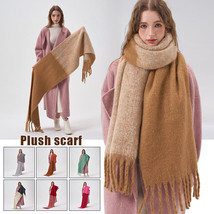 Winter Thickened Scarf Simple Faux Cashmere Scarf with Tassel Winter War... - £13.18 GBP