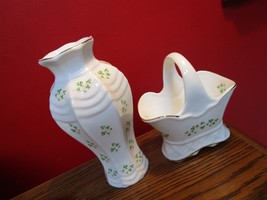 Tara Pottery Ireland Vase And Basket Shamrock Pattern [*85] - £98.90 GBP