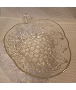 Vtg Indiana Glass Grape Shaped Serving Bowl Clear Embossed 10&quot;x9.5&quot; READ  - £12.37 GBP