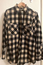 Vintage 1950s FIELD MASTER Black &amp; White Buffalo Plaid Wool Shirt Jacket - £43.52 GBP