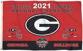 UGA NCAA University of Georgia 2021 National Champions Logo 3&#39;x5&#39; Flag R... - £30.20 GBP