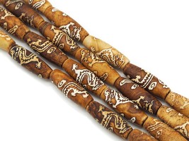 High-Quality Natural Tibetan Agate - 14x40mm Dragon Barrel Beads - Sku#U1341 - $15.00