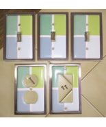 Lot (5 pcs) Betsy Fields Blue/Green Brushed Nickel Light Switch &amp; Outlet... - $39.10