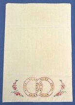 Vintage embroidered pillowcase wedding rings flowers design pattern pill... - $4.00