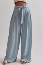 Entro wide leg paper bag pants in Light Blue Denim - size M - £38.19 GBP