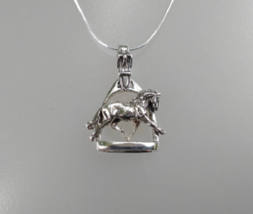 Stirrup and Buckle horse jewelry Sterling Silver pendant &amp; chain necklac... - £101.95 GBP