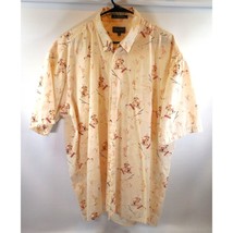 The Saturday Evening Post Button Up Camp Shirt Golf Novelty Print Yellow - $11.89