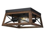 Farmhouse Ceiling Light Fixture, Metal Flush Mount Ceiling Light With Wo... - $91.99