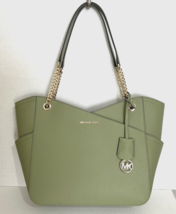 R Michael Kors Large X Chain Shoulder Tote Army Green Leather 35F1GTVT3L $558 FS - £99.52 GBP
