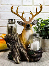 Rustic Woodlands Wild Deer Big Buck Bust Figurine Salt Pepper Shakers Holder - £23.21 GBP