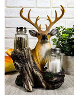 Rustic Woodlands Wild Deer Big Buck Bust Figurine Salt Pepper Shakers Ho... - £23.11 GBP