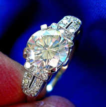 Earth mined Diamond Deco Engagement Ring 1.84ct Vintage Solid Platinum S... - £9,562.31 GBP