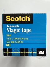 Scotch 811 Magic Tape (Removable), 2.0 Mil, 1/2&quot; x 36 yds. Transparent 12 Pack - £41.75 GBP
