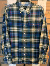 Medium VANS Flannel Button Down Shirt-NEW Blue/Green Plaid Long Sleeve EUC - £27.69 GBP