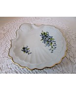 LIMOGES CASTEL SHELL DISH BLUE FORGET ME NOTS FLOWERS MADE IN FRANCE 7-5/8&quot; - €16,03 EUR