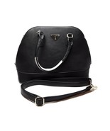 Vegan Faux Leather Black Large Alyssa Satchel Shoulder Handbag Two Tone EUC - €18,88 EUR