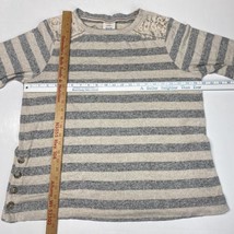 Knox Rose Striped Top XL Beige/Gray Stretchy Knit Long Sleeve Shirt Lace... - £15.94 GBP