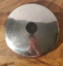 Revere Ware Stainless Steel Pot Pan Lid Round Black Handle 8.88” Inner Lip 9.38&quot; - £23.52 GBP