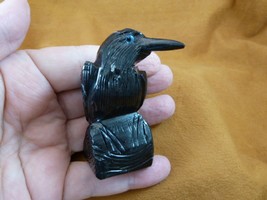 (Y-BIR-RA-203) BLACK RAVEN CROW Onyx carving PERU figurine bird Noir ravens - £15.34 GBP