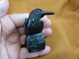 (Y-BIR-RA-203) BLACK RAVEN CROW Onyx carving PERU figurine bird Noir ravens - £15.72 GBP