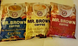 2 Pack Mr Brown Coffee Cappuccino,Late &amp; Blue Mountain BLEND(30 Sachets Each) - £49.84 GBP