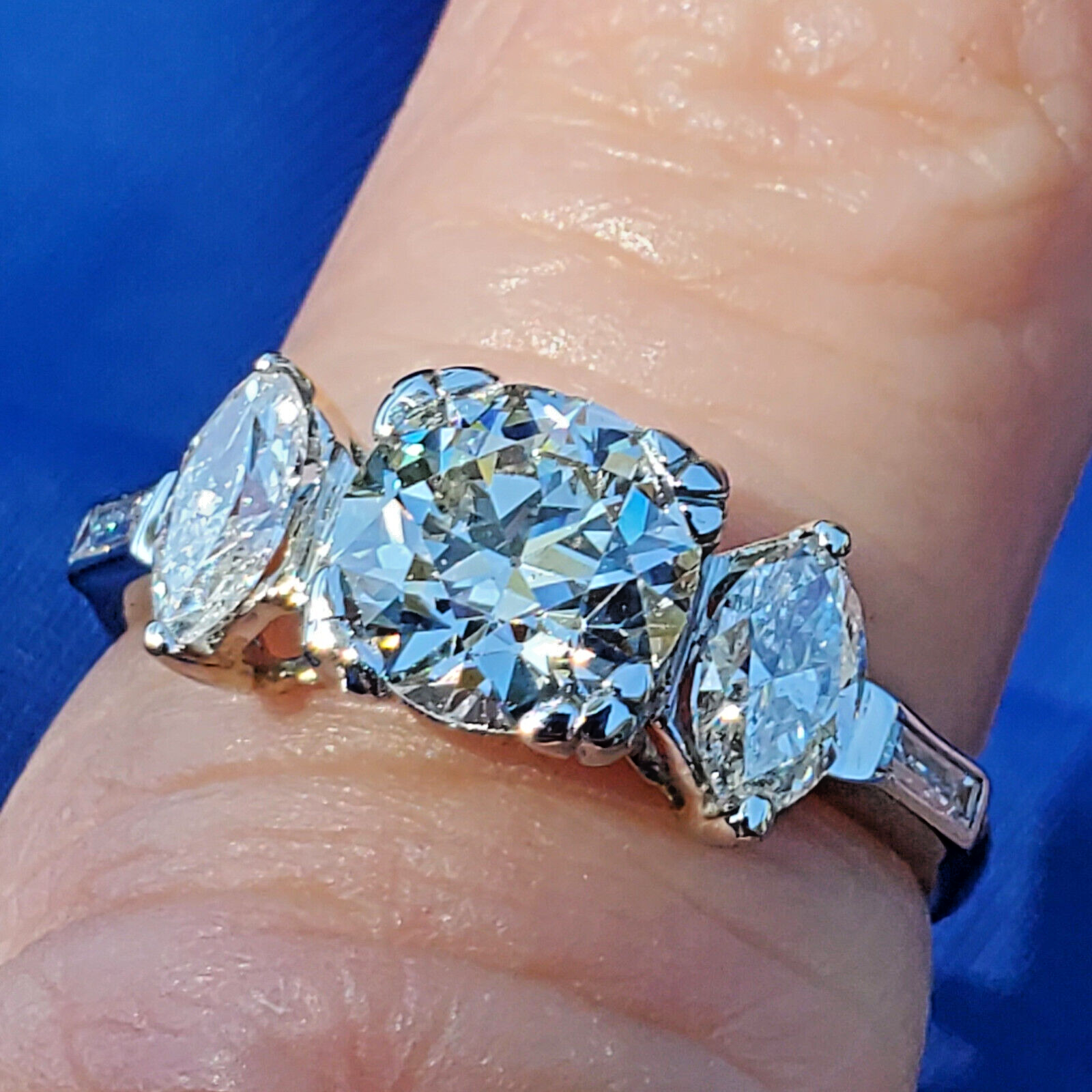 Earth mined Diamond Engagement Ring 2 carat Vintage Deco Platinum Solitaire 7.5 Item image 3