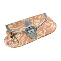 Vintage Fashion Fair Pink Silver Clutch Cotton Blend Rhinestone Charms H... - $15.83