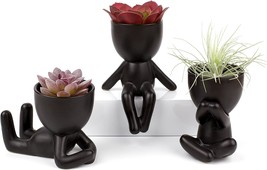 Small Decorative Plant Pots - Set Of 3 Adorable Planters With Drainage - Small - £28.25 GBP