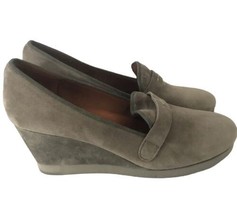 Gentle Souls Womens Shoe Up At Dawn Gray Suede Leather Wedge Loafers Sz 9.5 M - £17.26 GBP