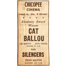 1966 Cat Ballou Lee Marvin Movie Advertisement Jane Fonda Chicopee Cinem... - $27.87 CAD