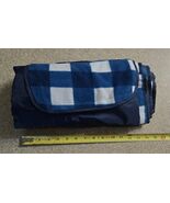 Roll Out Fold Up Blue locking Checkered Picnic Blanket - $9.90