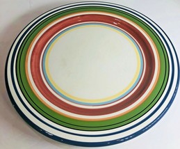 Espadrille Stripe Pottery Barn China Large Dinner Plate 12 1/2&quot; D - £10.26 GBP