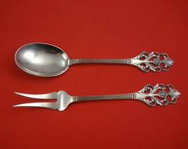 Viking Rose by Th. Marthinsen Norwegian .830 Silver Salad Serving Set 2pc 9 1/4" - €313,67 EUR