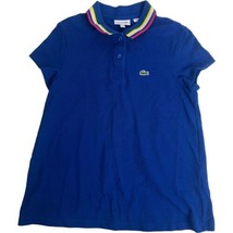 Lacoste Boy's Polo Shirt Size 12 Youth Navy Blue Red White Yellow Collar - $9.50