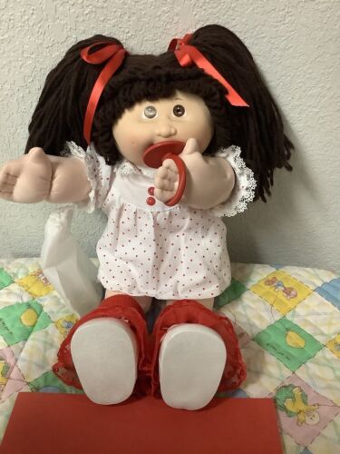 HTF 25th Anniversary Cabbage Patch Kid Girl With Pacifier Brown Hair Brown Eyes - $265.00