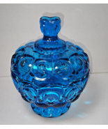 L.E. Smith Moon and Stars Compote Blue Glass Candy Dish with Lid 7&quot; Tall... - $698.20 MXN