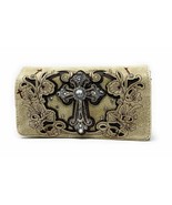 Western Tooled Leather/Laser Cut Bling Rhinestone Cross Wings Handbag Pu... - $27.71+