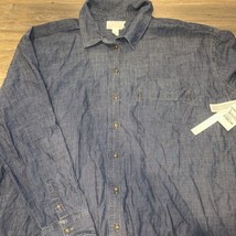 Caslon Blue Chambray Pocket Cotton Button Down Shirt Long Sleeve Sz 2X. 16 - $24.74