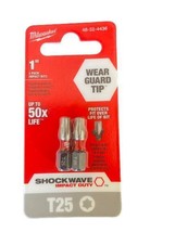 Milwaukee Tool - Shockwave Torx T 25 - 1&quot; 2 Pack Impact Bits - 48-32-4436 - £7.51 GBP
