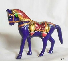 Meenakari Hand Painted Horse Metal Sculpture  Enamel 4 x 5&quot; India - £38.14 GBP