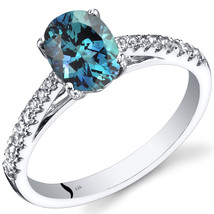 14K White Gold Oval Cut Created Alexandrite Ring - 1.50 CTW - £235.60 GBP