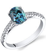 14K White Gold Oval Cut Created Alexandrite Ring - 1.50 CTW - €438,46 EUR