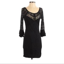 Free People Black Knit Bell Sleeve Dress Small - £23.34 GBP